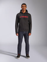 Alpinestars Blaze V3 Hoodie, casual streetwear, Black with Red Astars logo, front view, worn by model with dark denim pants and black sneakers, modern motorsport-inspired fleece design