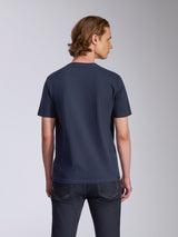 Alpinestars Collared CSF Tee, Short Sleeve T-Shirt, Navy, Back view, worn by model with dark jeans, casual performance sportswear