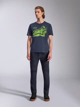 Alpinestars Fasting CSF Tee, Short Sleeve T-Shirt, Navy Blue, Lime Green Geometric Astars Logo, Casual Motorsport Streetwear