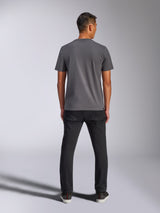 Alpinestars Shaded CSF Tee, Short Sleeve T-Shirt, Charcoal, back view on model, worn with black pants, casual motorsport-inspired streetwear