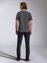 Alpinestars Waving CSF Tee, Short Sleeve T-Shirt, Charcoal, back view, worn with dark denim jeans, casual motorsport-inspired streetwear
