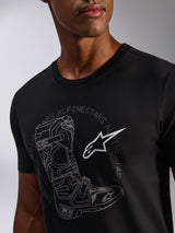 Alpinestars Tech Boot CSF T-Shirt, Black Unisex Sportswear Tee, featuring a Tech 10 motocross boot and white star logo.