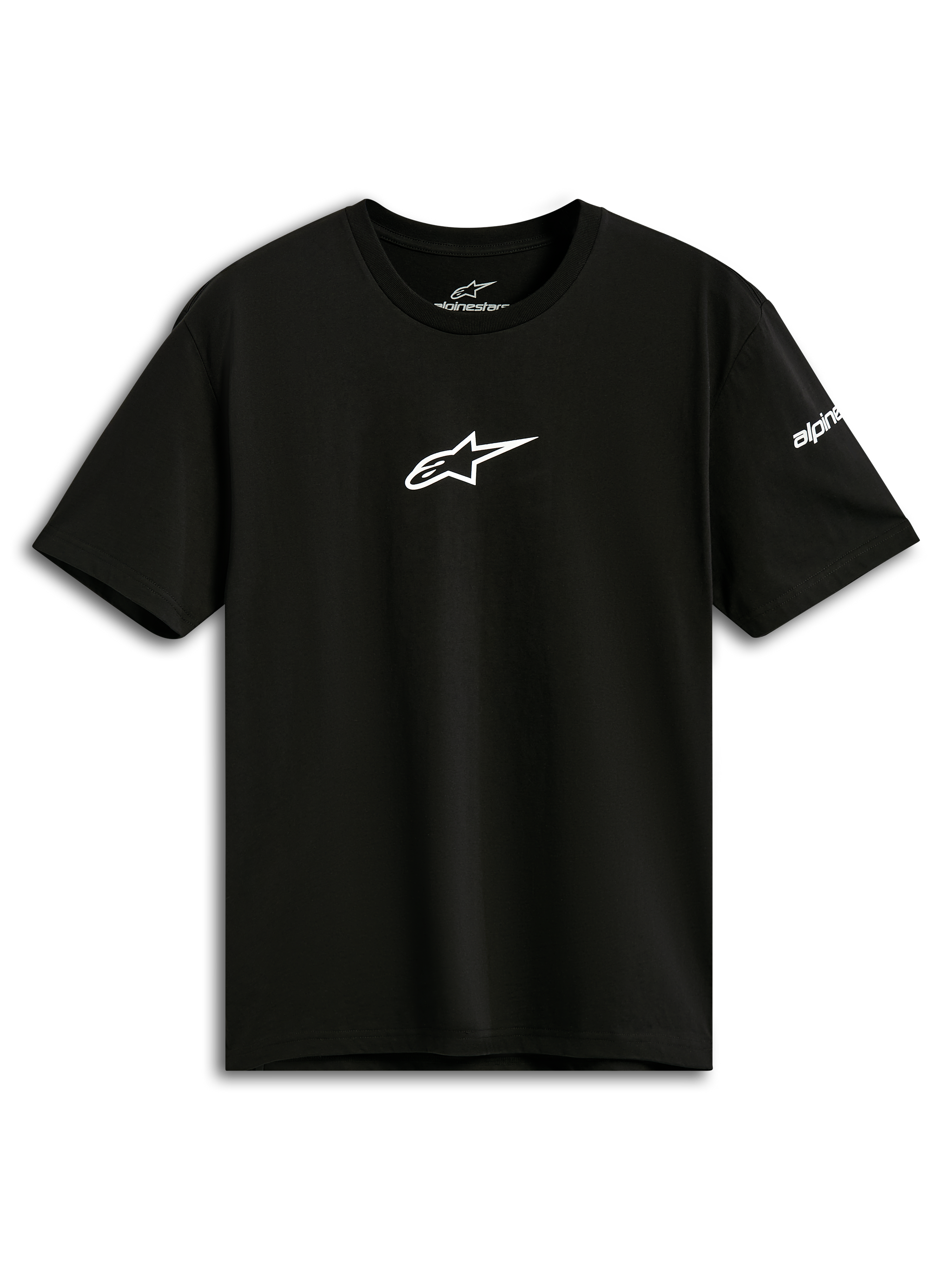 Alpinestars Frontal CSF Tee, Short Sleeve T-Shirt, Black, White Astars Logo on Chest, Casual Performance Sportswear