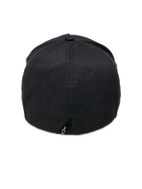 Alpinestars Ageless Reflex Waterproof Hat, Black, Back View, featuring flex-back construction, technical waterproof fabric, and a small black tag with the white Astars logo at the base.