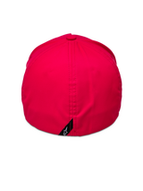 Alpinestars Ageless Reflex Waterproof Hat, Red, back view featuring a closed flex fit design with a vertical seam and a small black tag with a white Astars logo, performance waterproof fabric