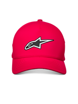 Alpinestars Ageless Reflex Waterproof Hat, Red, featuring a front reflective Astars logo, curved bill and structured crown, waterproof tech fabric for casual motorsport style
