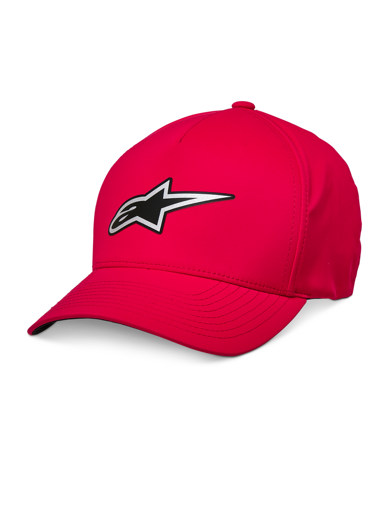 Alpinestars Ageless Reflex Waterproof Hat, Red Baseball Cap, Curved Brim, Silver and Black Reflective Astars Logo, Waterproof Technical Fabric, Casual Sportswear Headwear