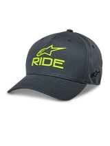 Alpinestars Ride Sonic Hat, Charcoal and Hi-Vis Yellow Baseball Cap, 3D Embroidered RIDE and Star Logo, Curved Bill, Structured Crown, Stretch Twill Casual Motorsport Headwear