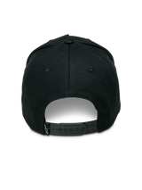 Alpinestars Ascension Snapback Hat, back view, black cotton twill, adjustable plastic snapback closure with small white Astars logo tag, casual streetwear design