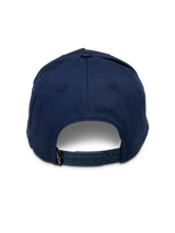 Alpinestars Ageless Snapback Hat, back view, Navy Blue, featuring an adjustable snap-back closure and a small black logo tag, casual sportswear
