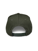 Alpinestars Promptus Snapback Hat, Military Green, rear view featuring adjustable snapback closure and cotton twill fabric, small black brand label, casual motorsport-inspired headwear