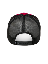 Alpinestars Ageless Trucker Hat, Red and Black, Rear view featuring black poly mesh back and adjustable snapback closure, Red top button and crown detail, Casual Motorsport Headwear