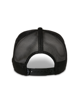 Alpinestars Control Trucker Hat, Back View, Black, featuring breathable mesh panels and an adjustable snapback closure, casual motorsport headwear