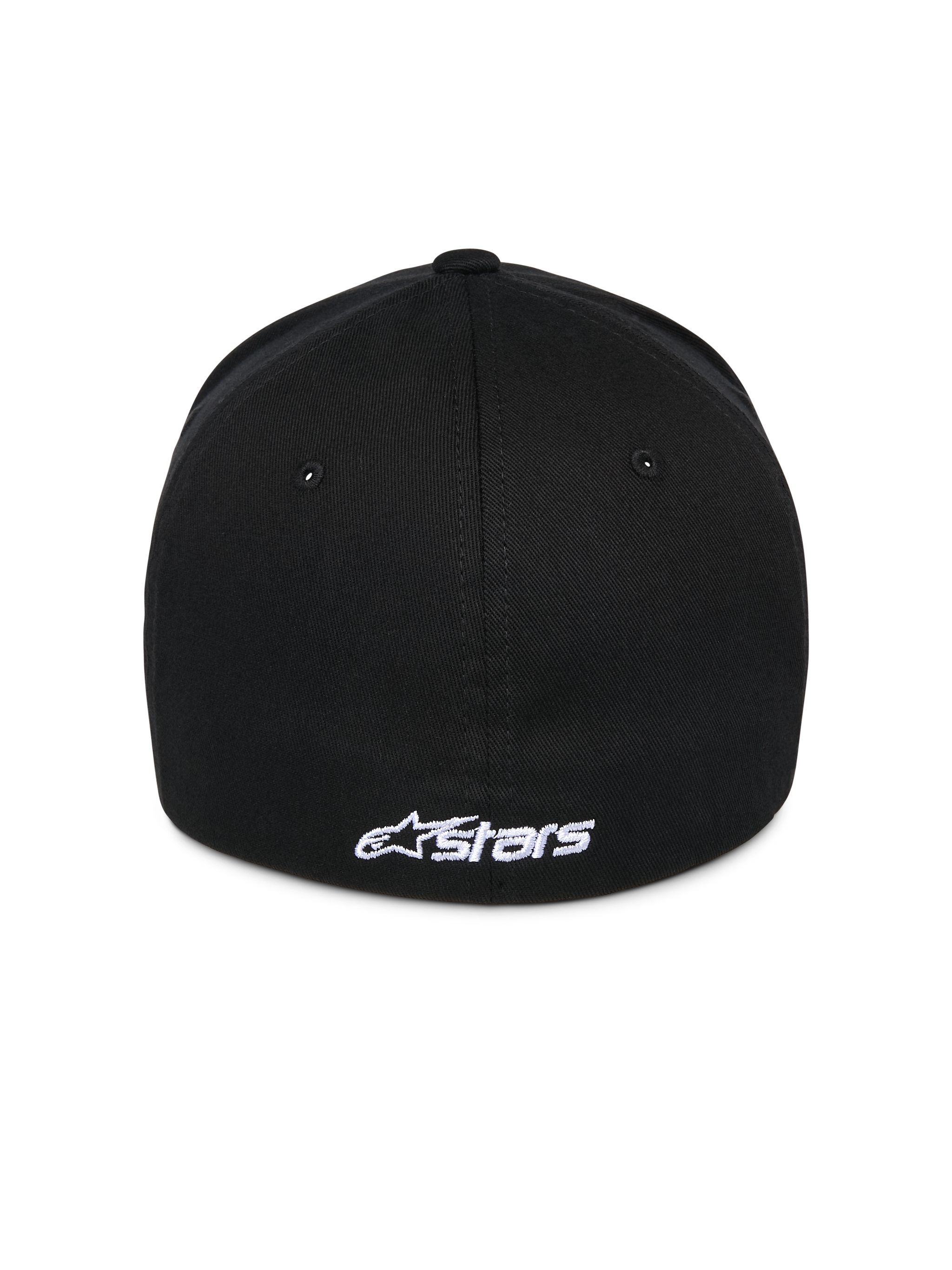 Alpinestars Ageless Multi Hat, Black Baseball Cap, back view featuring white embroidered Astars logo, flex back design, casual sportswear style