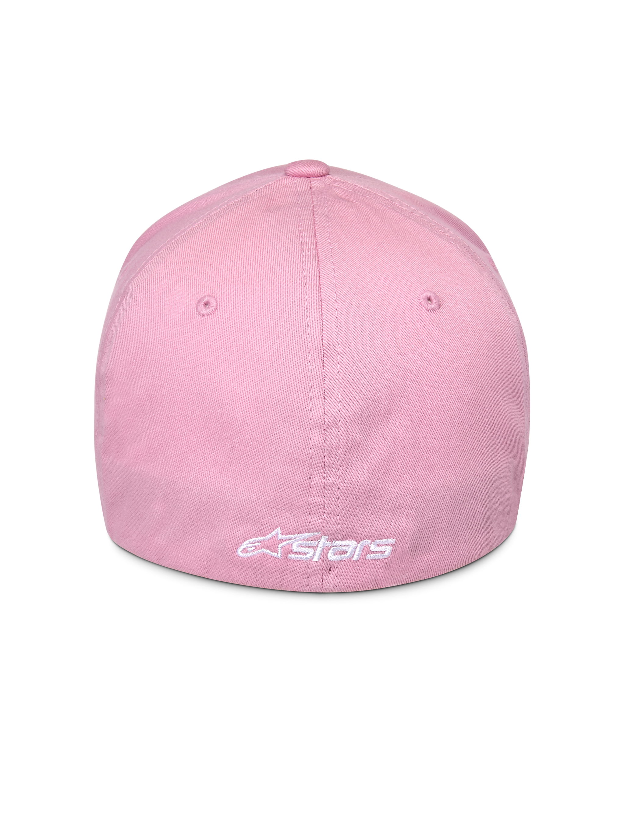 Alpinestars Ageless Multi Hat, Pink, back view featuring white embroidered Astars logo, flex-fit design, stretch twill fabric, casual motorsport headwear