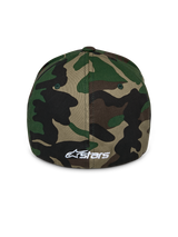 Alpinestars Ageless Multi Hat, Green Camo baseball cap, back view showing a small white embroidered Astars logo, featuring a structured crown and flex back design
