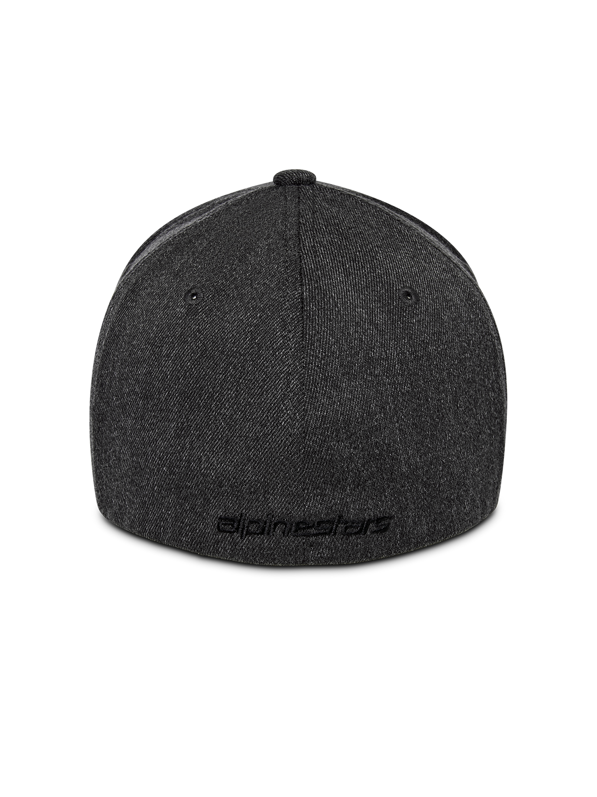Alpinestars Corp Shift Multi Hat, rear view, Dark Grey Heather, featuring flex back design with flat embroidered logo, structured crown, casual motorsport-inspired headwear