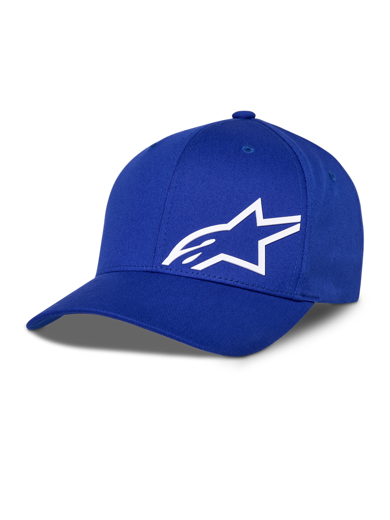 Alpinestars Corp Shift Multi Hat, Blue Baseball Cap featuring a White 3D Star Logo, Structured Crown, Curved Brim, Casual Motorsport Headwear