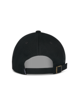 Alpinestars Deduce Strapback Hat, Black, Rear view featuring adjustable strap closure with metal buckle and small logo label, casual cotton twill cap