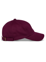 Alpinestars Deduce Strapback Hat, Burgundy, side view, curved bill with unstructured low crown, adjustable fabric strap back with metal buckle, casual cotton twill sportswear