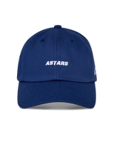 Alpinestars Deduce Strapback Hat, Sportswear Hat, Blue, white ASTARS wordmark embroidery on front, curved bill, unstructured low crown, casual motorsport-inspired headwear