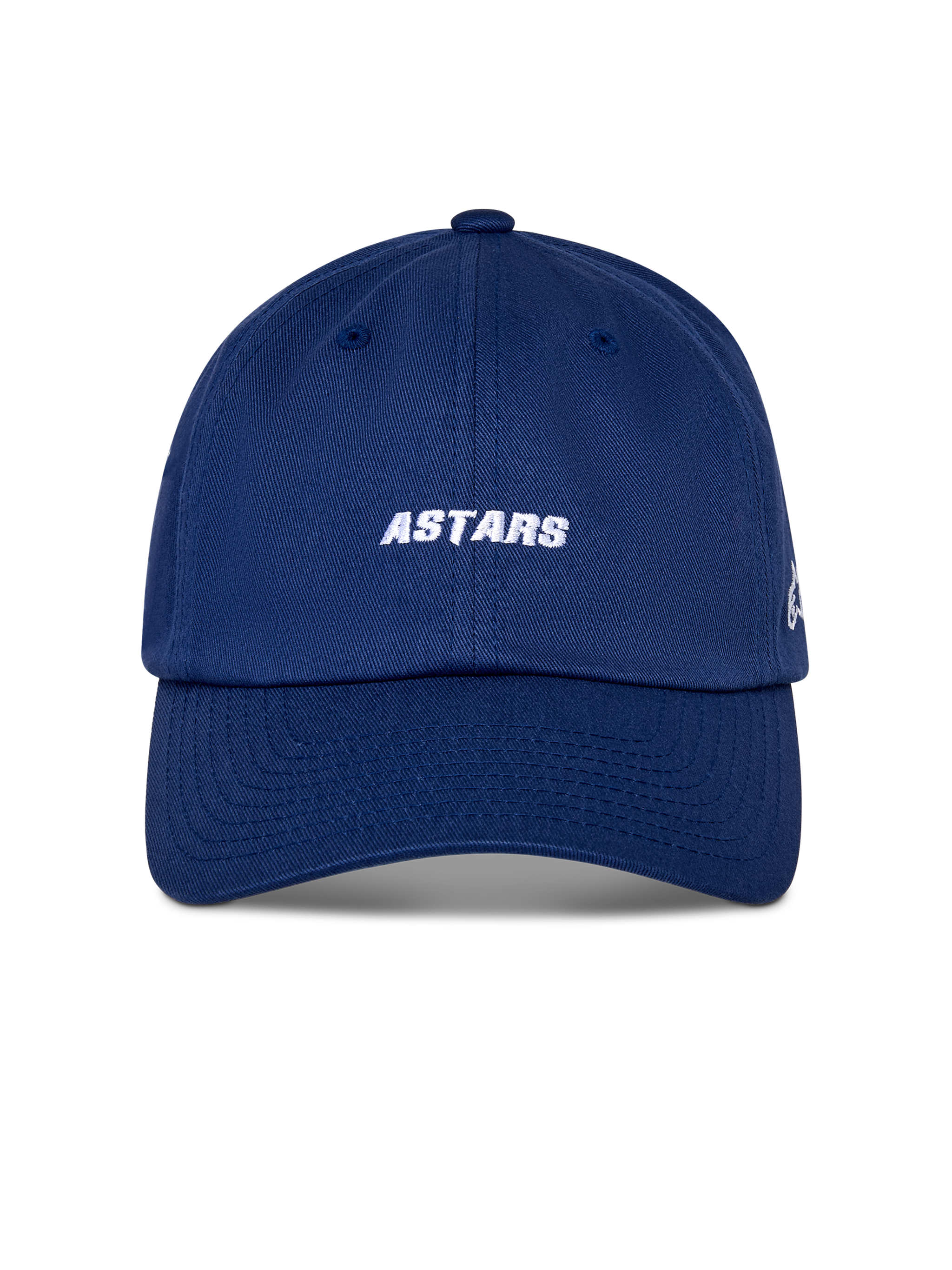 Alpinestars Deduce Strapback Hat, Sportswear Hat, Blue, white ASTARS wordmark embroidery on front, curved bill, unstructured low crown, casual motorsport-inspired headwear