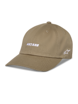 Alpinestars Deduce Strapback Hat, Khaki Baseball Cap, White ASTARS embroidery on front and side star logo, Curved Bill, Cotton Twill, Casual Sportswear