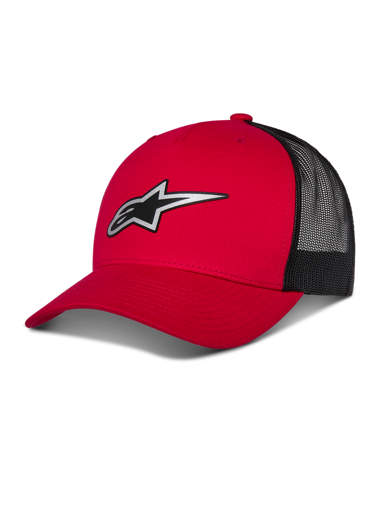 Alpinestars Reflect Ageless Trucker Hat, Red and Black Baseball Cap, Curved Brim with Reflective Astars Logo, Black Mesh Back Panels, Structured Design