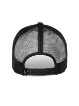 Alpinestars Reflect Ageless Trucker Hat, back view, Navy and Black, featuring breathable black mesh panels and an adjustable snapback closure, casual motorsport headwear