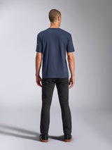 Alpinestars Frontal CSF Tee, Short Sleeve T-Shirt, Navy Blue, back view on model wearing black pants, casual motorsport streetwear