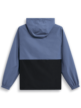 Alpinestars Speeder Windbreaker Jacket, back view, Slate Blue and Black, color-blocked design with hood, elastic cuffs, lightweight casual sportswear