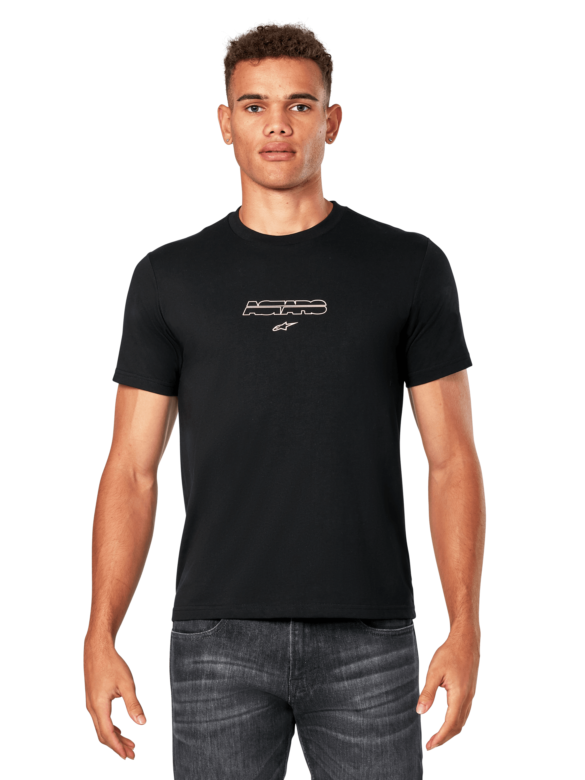 Alpinestars Bold Type Back CSF Tee, Short Sleeve T-Shirt, Black with White Logo, Casual Motorsport Streetwear, Unisex Design
