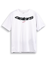 Alpinestars Elliptic CSF Tee, white short-sleeve sportswear t-shirt with a black arched astars logo and red logo graphic on the upper chest