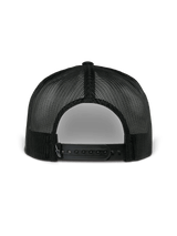 Alpinestars Orion Trucker Hat, back view, Navy and Black, featuring black poly mesh and snapback closure, casual motorsport-inspired headwear