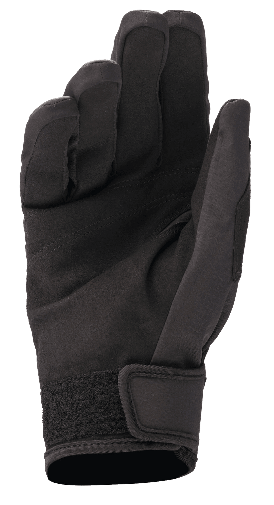 Alpinestars Tahoe Waterproof Gloves, MTB Cycling Gloves, Black Anthracite, palm view showing synthetic suede material and hook and loop wrist strap, designed for wet weather mountain biking