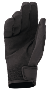 Alpinestars Tahoe Waterproof Gloves, MTB Cycling Gloves, Black Anthracite, palm view showing synthetic suede material and hook and loop wrist strap, designed for wet weather mountain biking