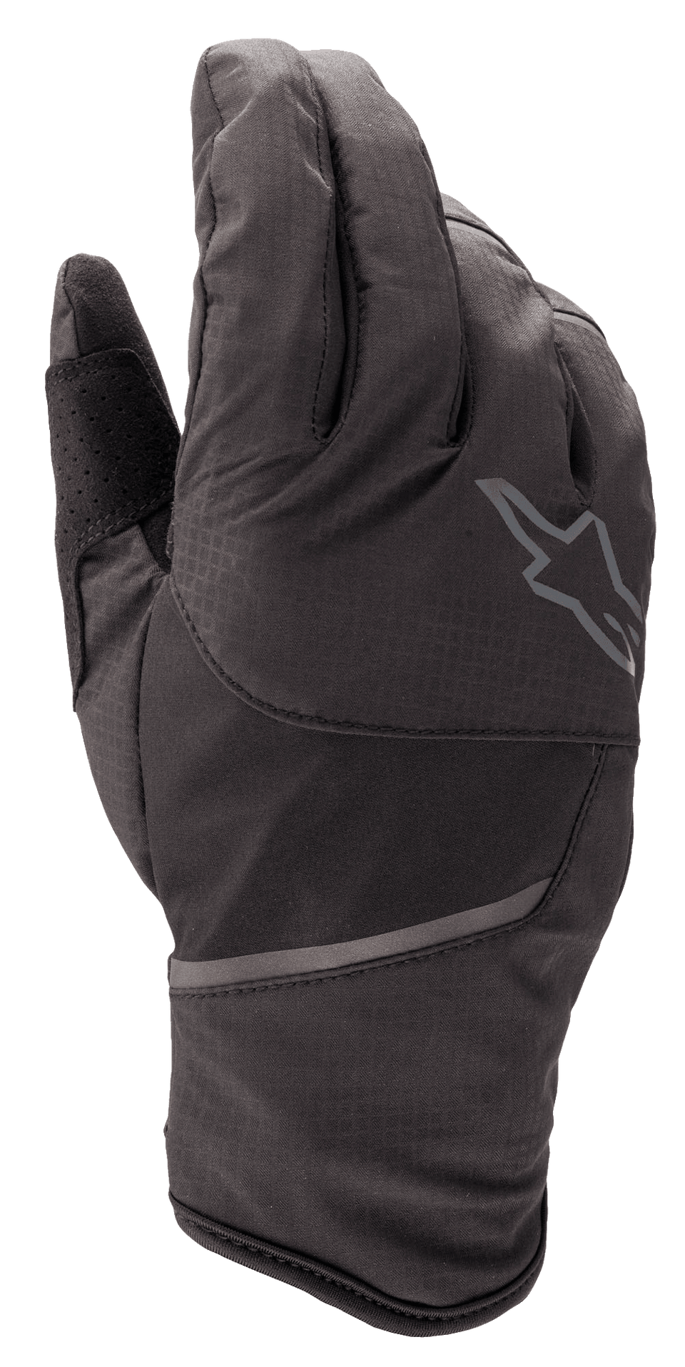 Alpinestars Tahoe Waterproof Gloves, MTB Cycling Gloves, Black Anthracite, back view showing reflective logo, softshell textile construction, and reflective detailing for wet weather riding