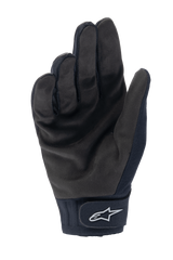 Alpinestars Stella A-Dura Thermal Gloves, Women's Cycling Gloves, Black, palm view with synthetic suede texture, neoprene cuff featuring hook-and-loop closure with white star logo, cold weather MTB gear