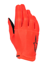 Alpinestars A-Aria Gloves, Mountain Bike Gloves, Spicy Orange, featuring a black star logo on the side, textured breathable stretch fabric, and a lightweight low-profile design.