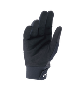 Alpinestars A-Supra Shield Gloves, Black, palm view featuring perforated synthetic suede for ventilation, neoprene cuff with hook and loop closure and white star logo, technical gear for MTB and gravity riding