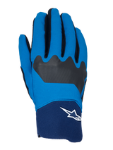 Alpinestars A-Supra Gloves, MTB Cycling Gloves, Blue and Navy with Black accents, white Astars logo on the cuff, flexible fabric construction for off-road performance