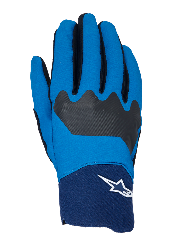 Alpinestars A-Supra Gloves, MTB Cycling Gloves, Blue and Navy with Black accents, white Astars logo on the cuff, flexible fabric construction for off-road performance