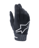 Alpinestars Women's Stella A-Dura Gloves, Black MTB Gloves, prominent white star logo on the back, ribbed textile texture, snug fit with neoprene cuff for mountain biking