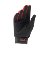 Alpinestars Women Stella A-Dura Gloves, Mountain Bike Gloves, Burgundy and Black, palm view showing synthetic suede grip, neoprene cuff with hook and loop closure, red alpinestars logo