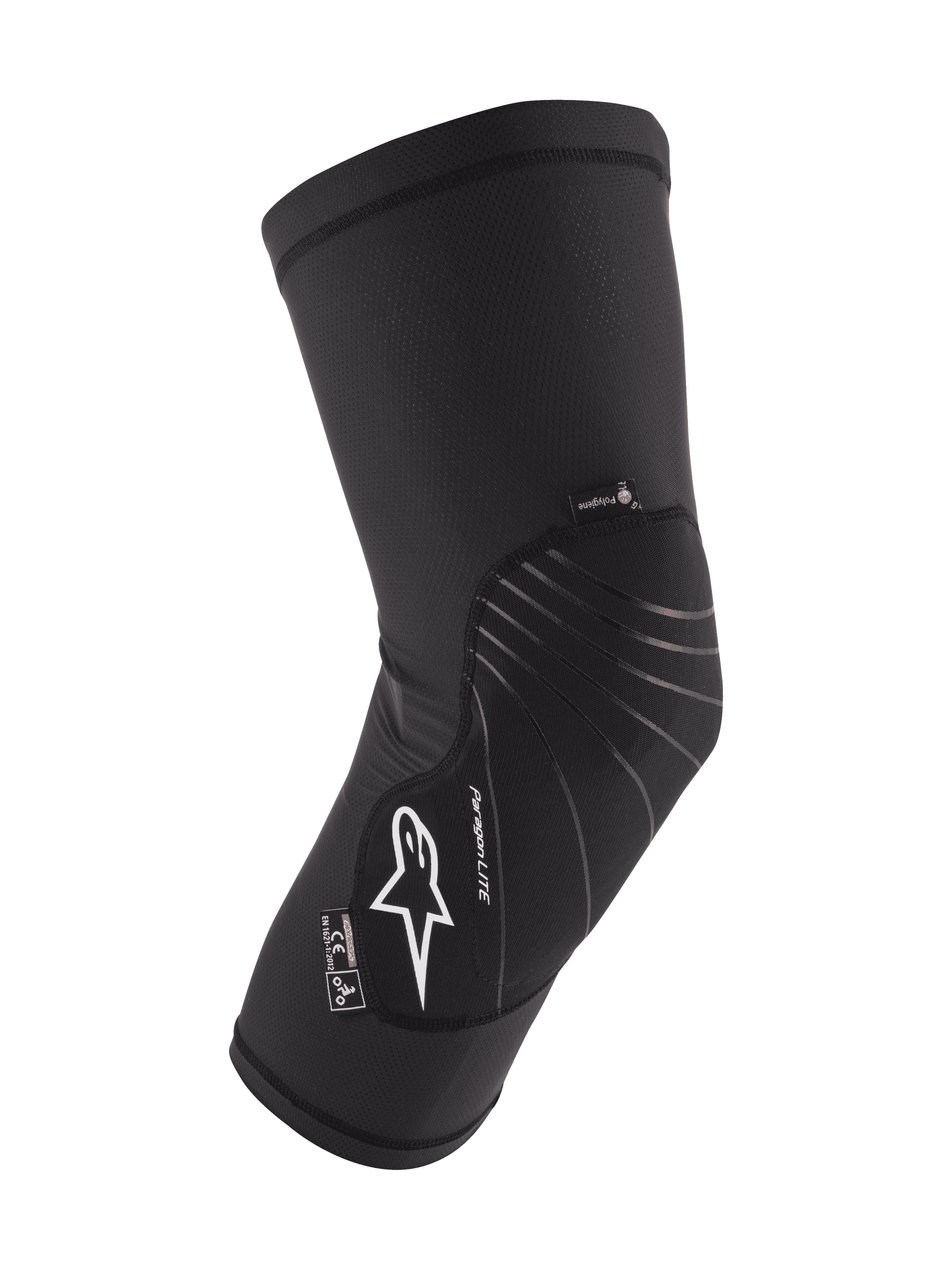 Alpinestars Youth Paragon Lite Knee Protector, Black, MTB Mountain Biking Protection, breathable mesh sleeve with a textured front panel, white Astar logo, lightweight and flexible slip-on design