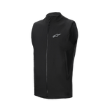 Alpinestars A-Dura Thermal Vest, Black Cycling Vest, featuring a full front zipper and small reflective Alpinestars logo on the chest, zippered side pockets, lightweight insulated design for cold-weather mountain biking