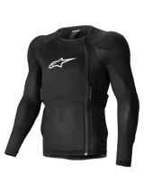 Alpinestars A-Impact Plasma Protection Jacket Long Sleeve, Mountain Biking Protection Jacket in Black with white logo, featuring CE Level 2 Nucleon Plasma armor and breathable stretch mesh construction