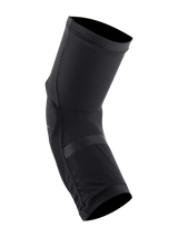 Alpinestars Paragon Plus Knee Protectors, Black, lightweight slip-on design, breathable stretch mesh construction with perforated impact pads, ergonomic pre-shaped fit for mountain biking