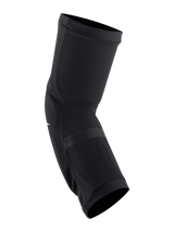 Alpinestars Paragon Plus Knee Protectors, Black and White, slip-on mountain bike knee guard, breathable stretch mesh construction, contoured fit with elasticated cuffs for off-road cycling