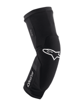Alpinestars Paragon Plus Knee Protectors, Black and White, MTB Mountain Biking Protection, Breathable Slip-on Mesh Sleeve, Curved Ergonomic Design with White Star Logo, Padded Construction for Off-Road Riding